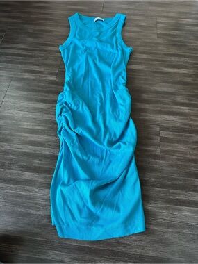 Michael Stars Turquoise Sleeveless Ruched Tank Dress